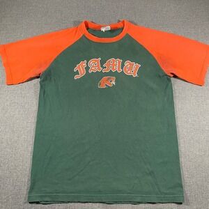 Vintage Foot Locker FAMU T-Shirt Mens Large Green Orange Thin Made in USA Raglan